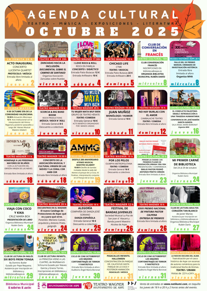 AGENDA CULTURAL OCTU8BRE 2025 ASPE